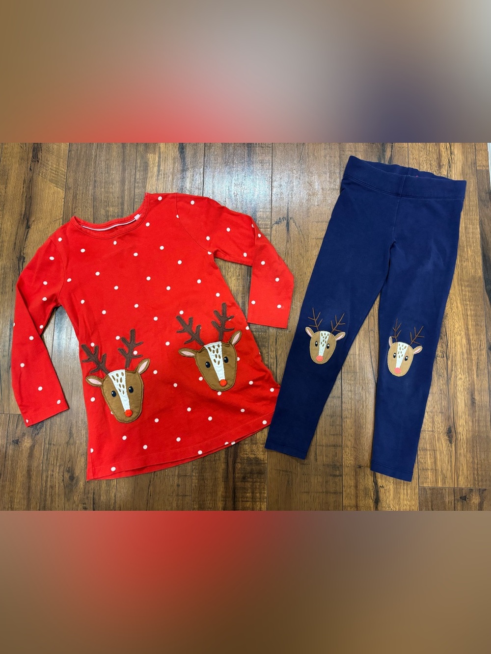Mini Boden Reindeer Tunic & Leggings Matching Set Christmas Holiday Winter